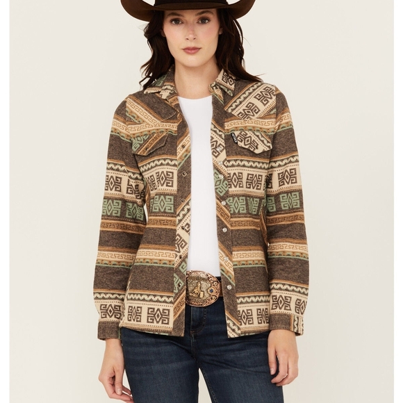 Women's Geometric Patterned Utility Jacket - Picture 1 of 2